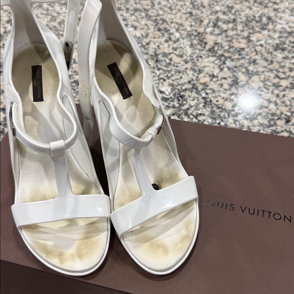 Louis Vuitton Glossy White Heels